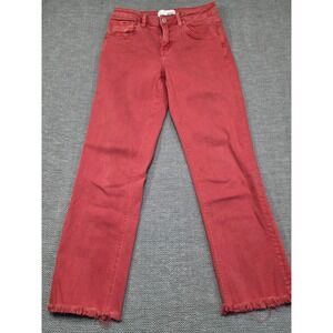 Vervet by Flying Monkey Red Straight Leg Raw Fringe Hem Jeans V3500PRD Size 27/5